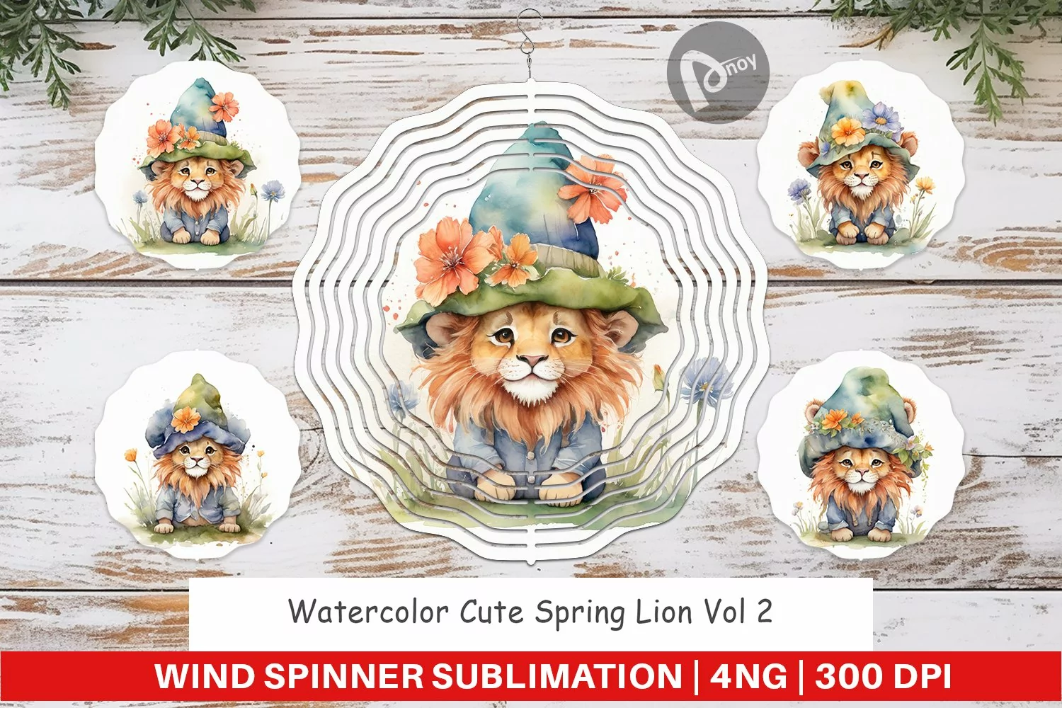 Wind Spinner Watercolor Spring Lion product image 1