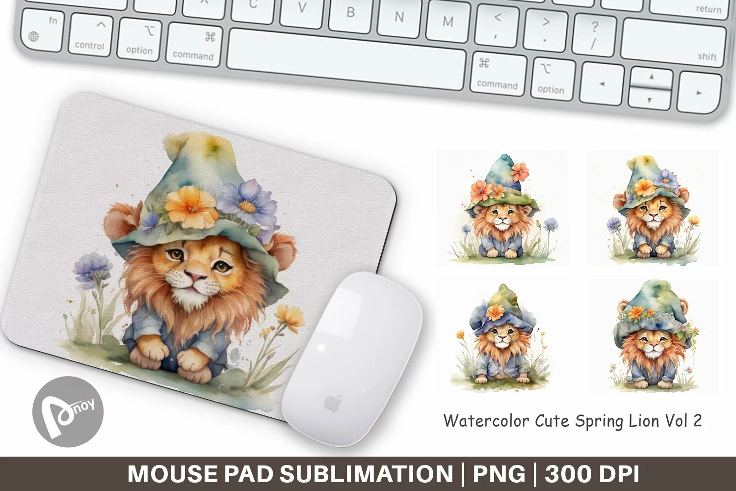 Mouse Pad Watercolor Spring Lion product image 1