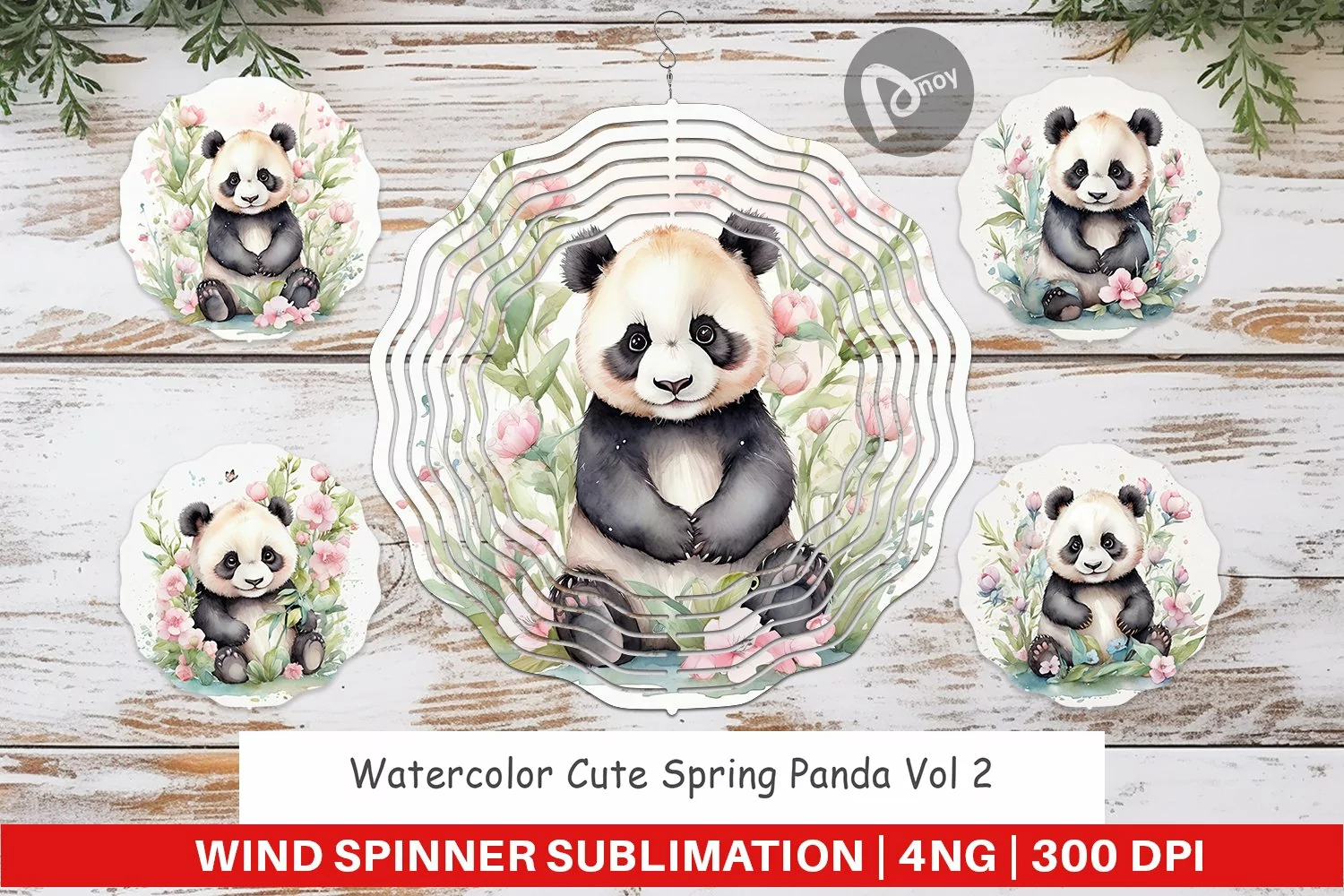 Wind Spinner Watercolor Spring Panda product image 1