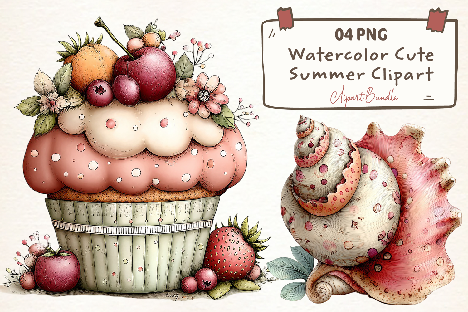 Watercolor Cute Summer Clipart product image 1