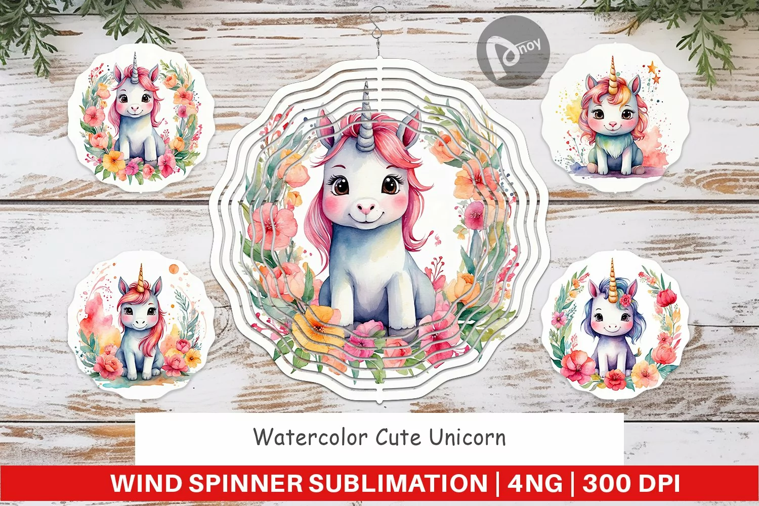 Wind Spinner Watercolor Cute Unicorn product image 1