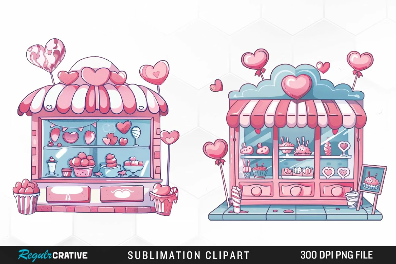 Watercolor Cute Valentines Candy Shop Graphic Clipart product image 1