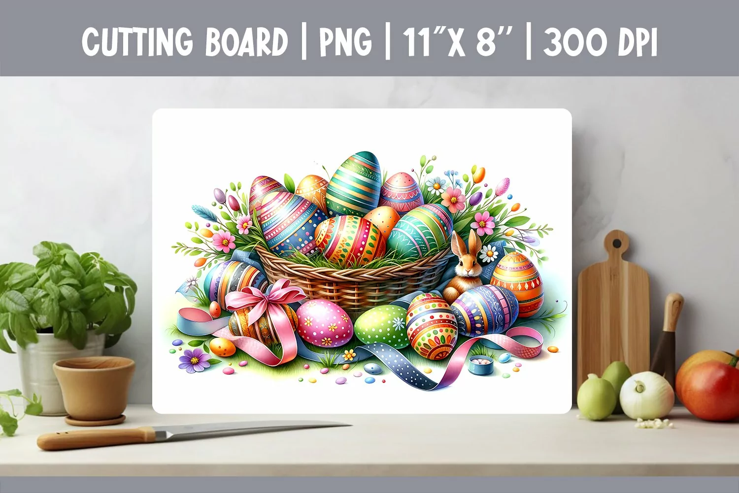 Kitchen Cutting Board Sublimation Design | Easter Eggs product image 1