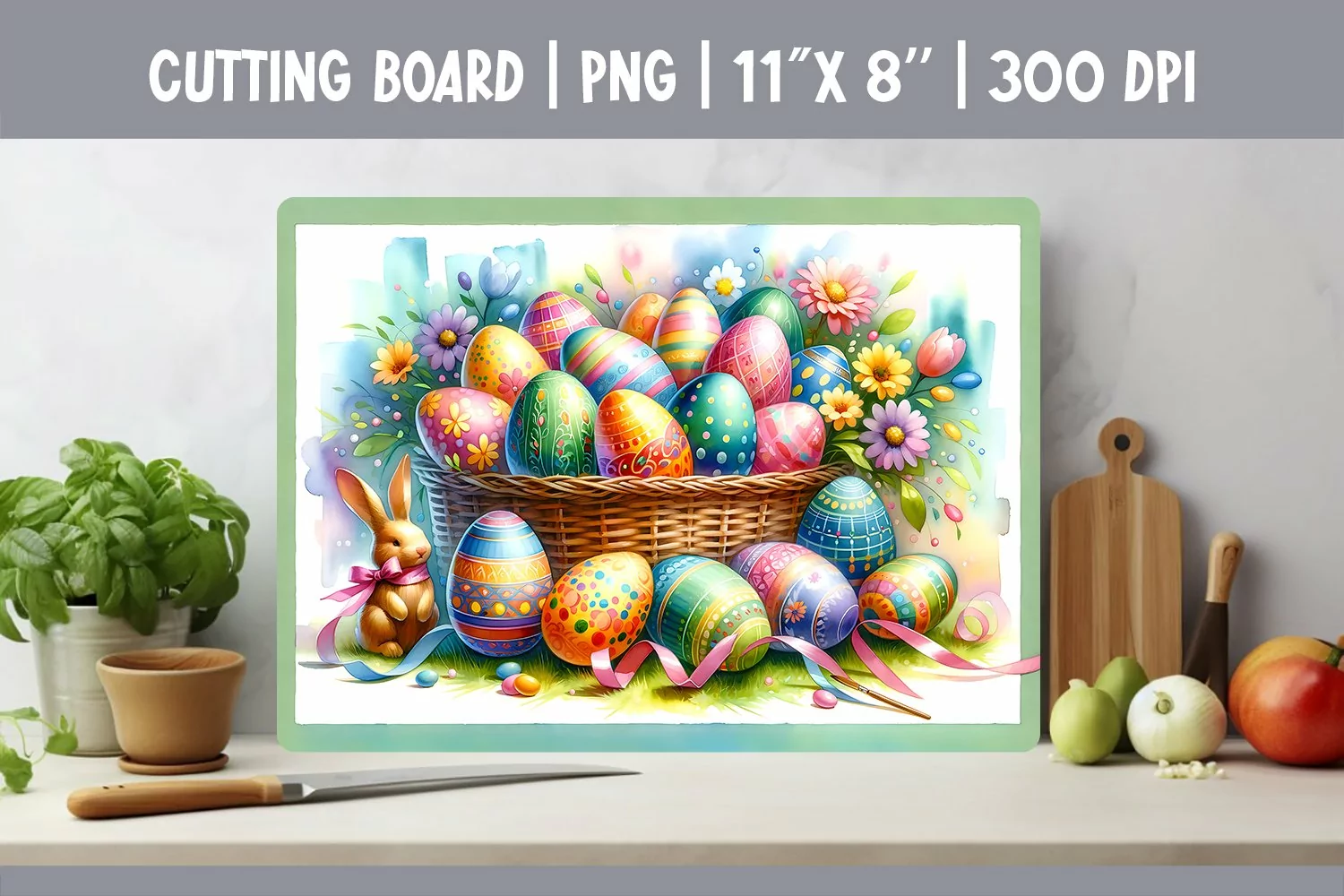 Kitchen Cutting Board Sublimation Design | Easter Eggs product image 1