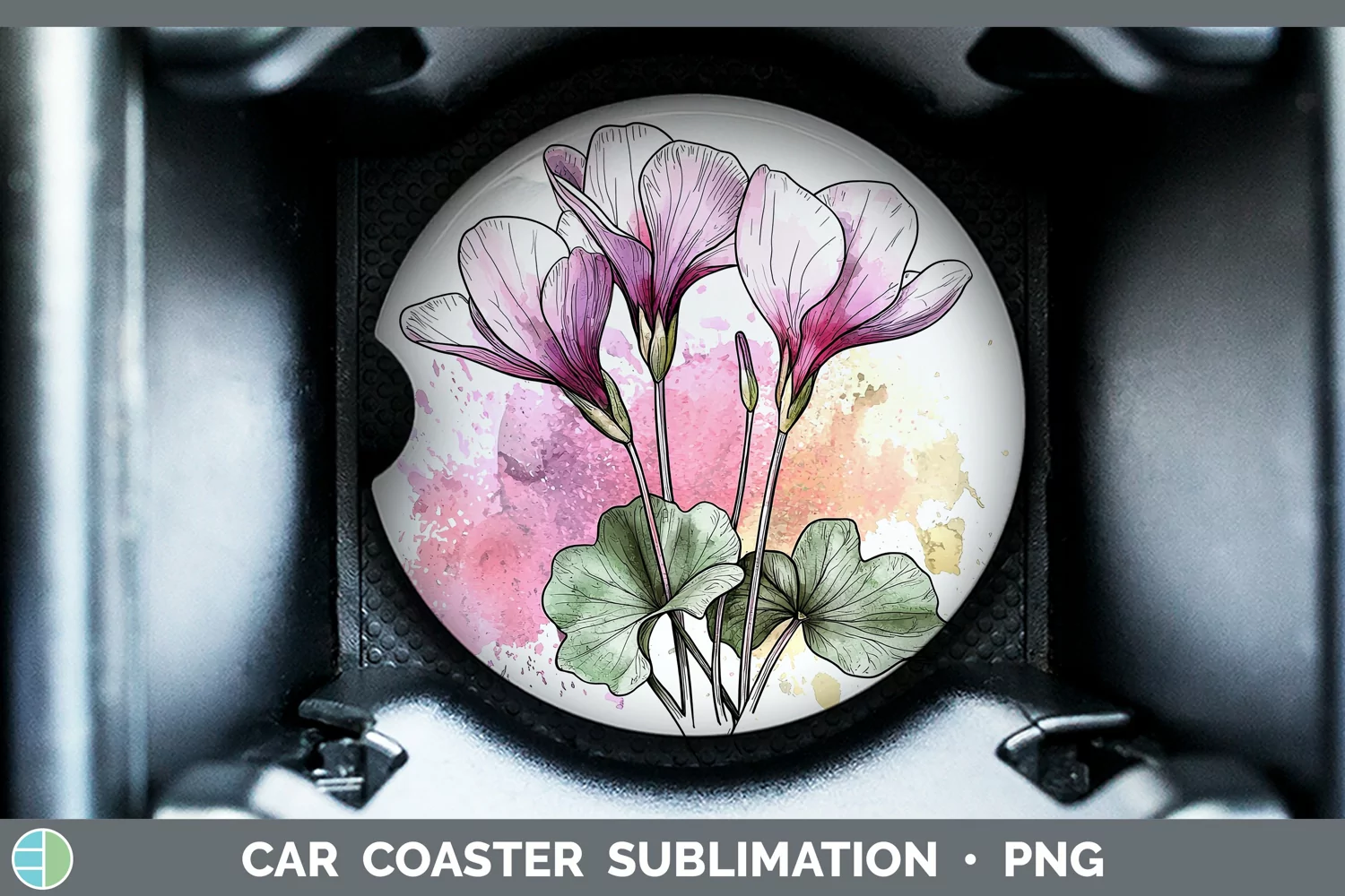 GorgeousWatercolor Car Coaster design.