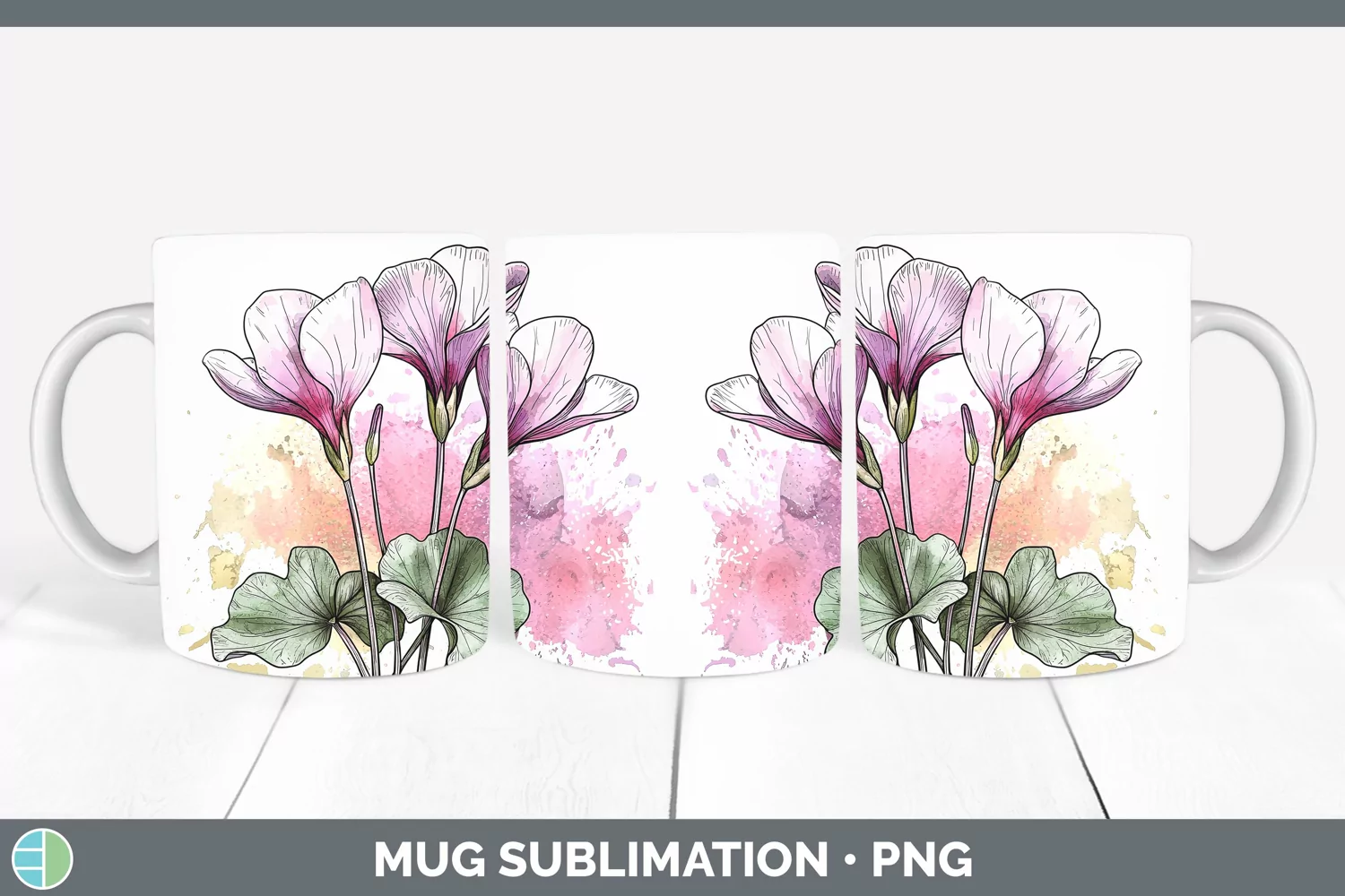 GorgeousWatercolor Mug Wrap design.