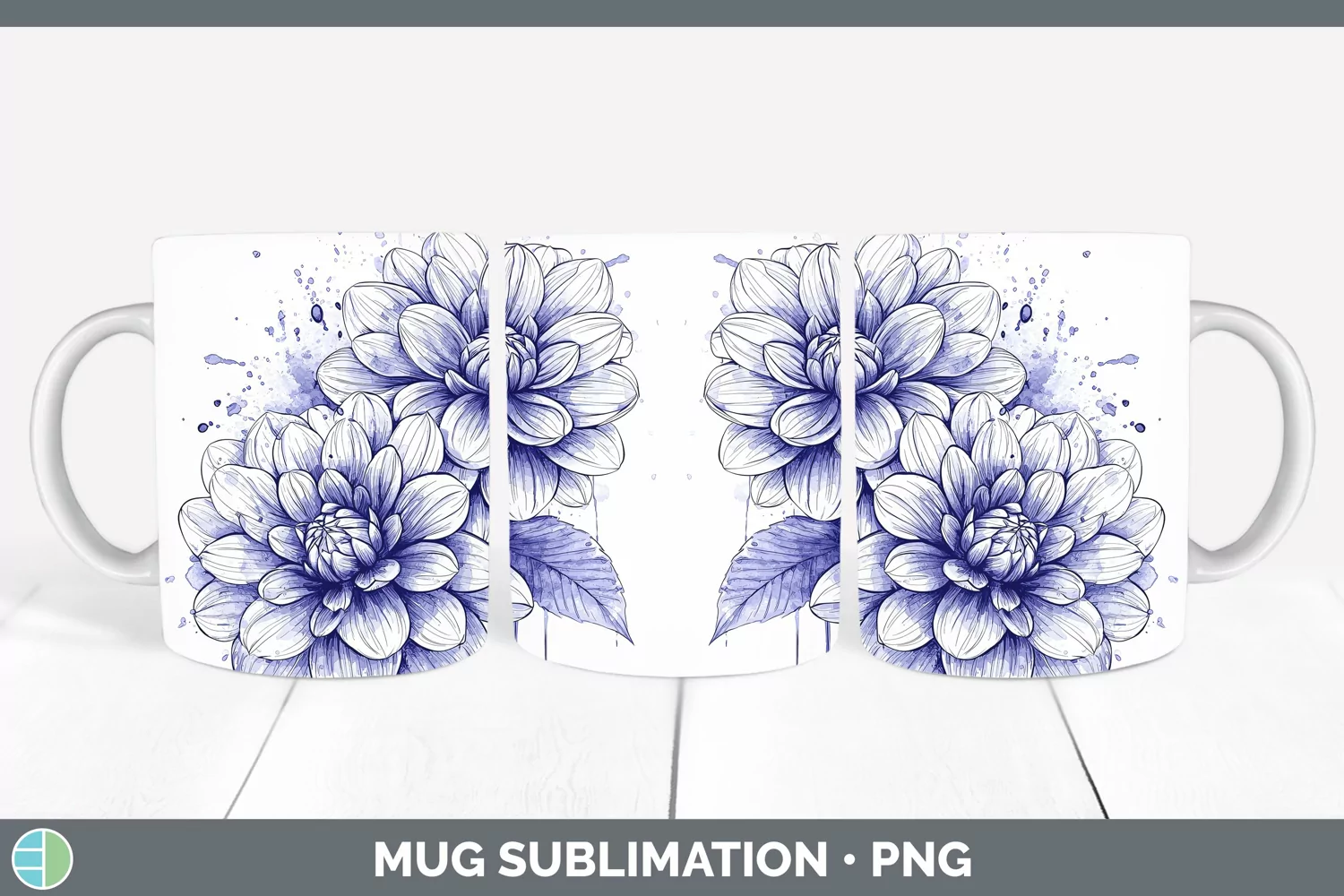 GorgeousWatercolor Mug Wrap design.