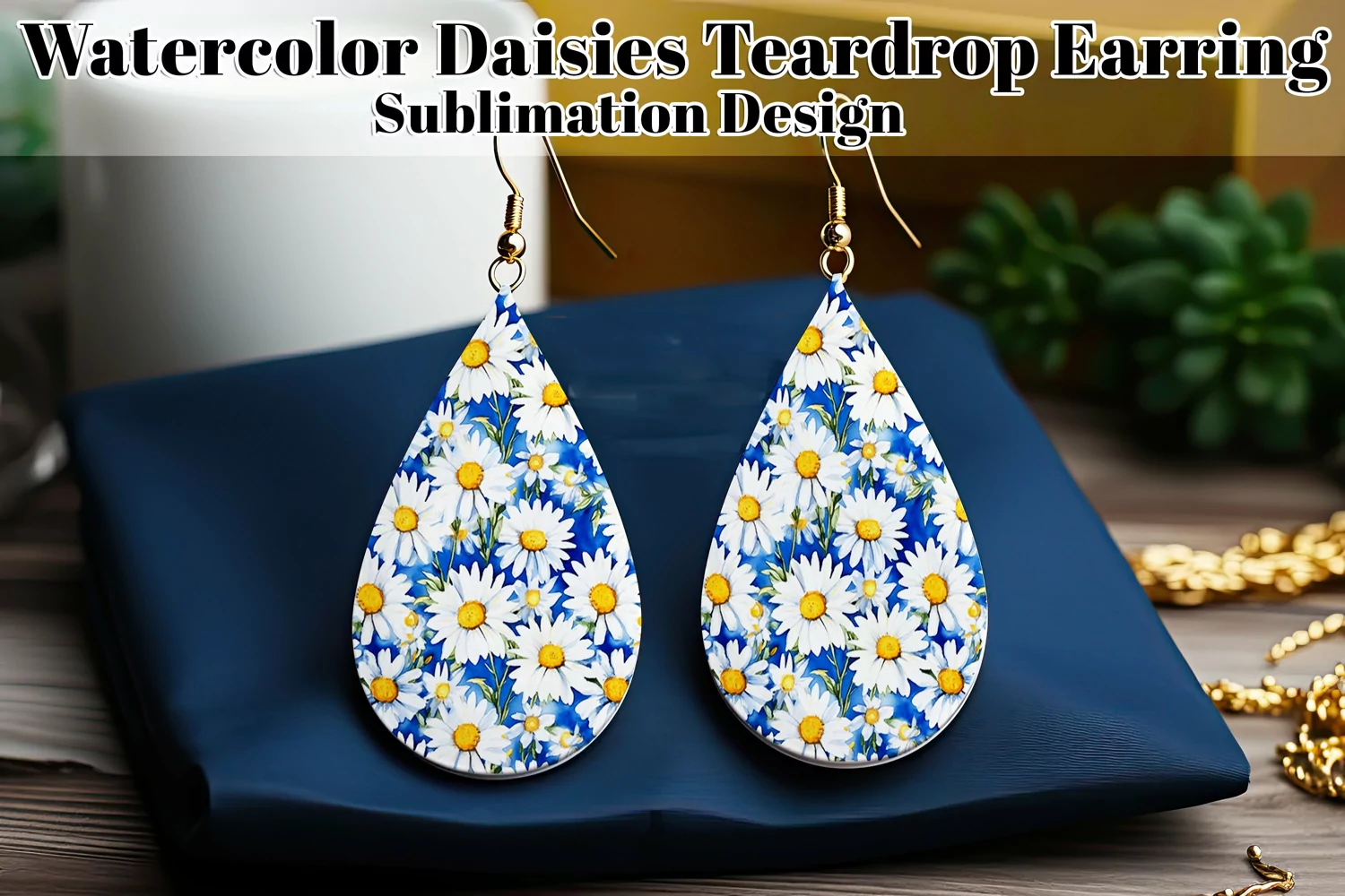Daisy Teardrop Earring, Floral Sublimation Daisy Earring, d5 product image 1