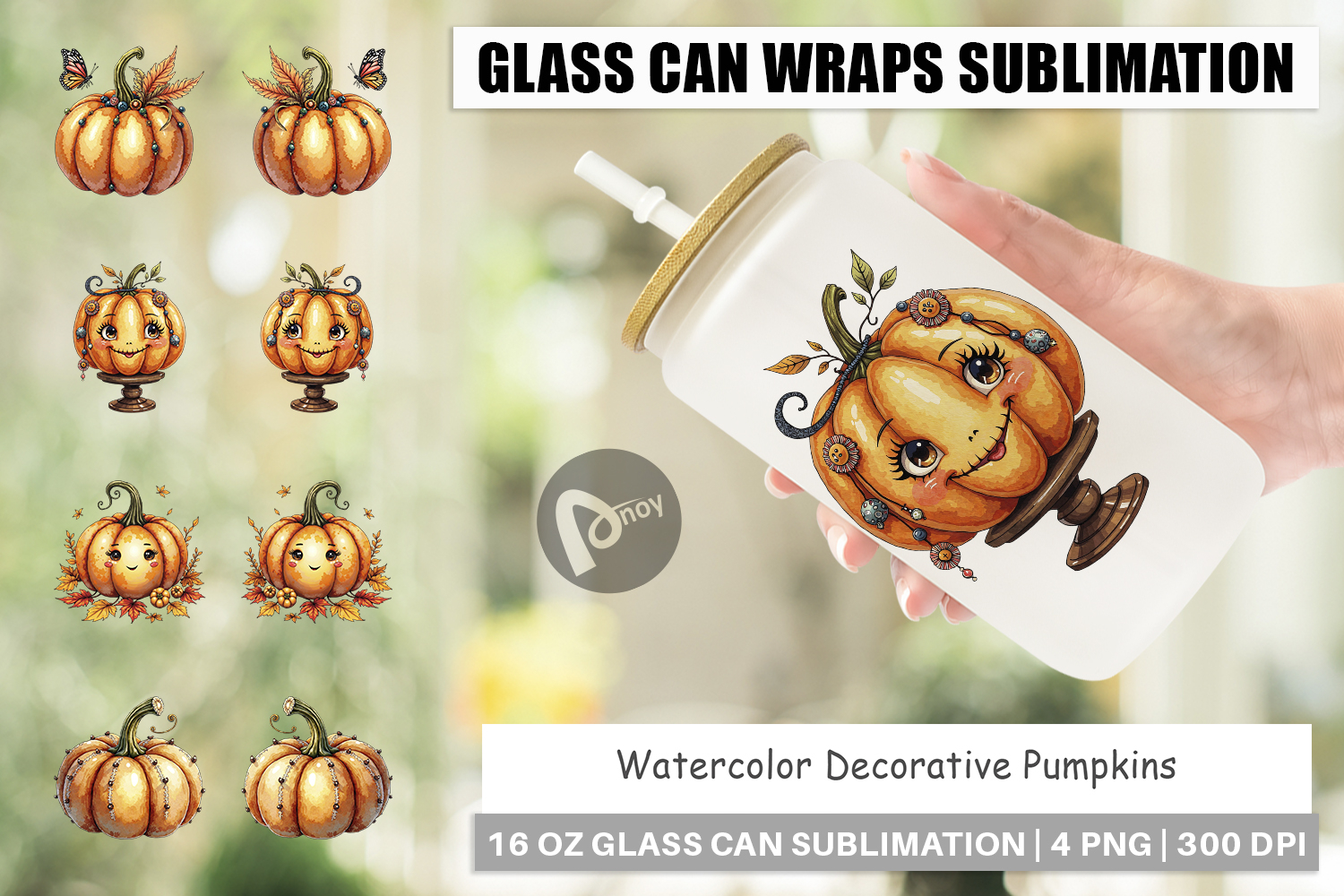Decorative Pumpkins Glass Can product image 1