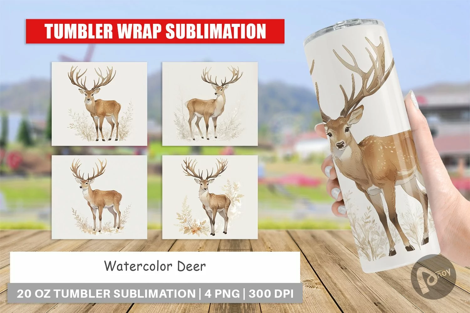 Tumbler Wrap Watercolor Deer product image 1