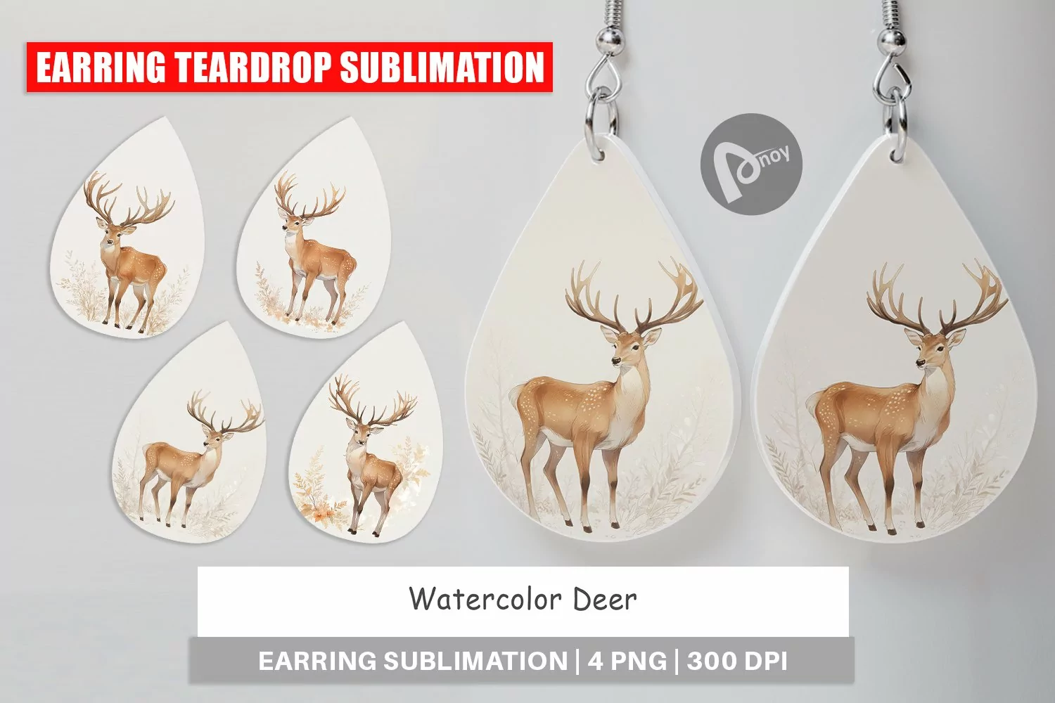 Earring Teardrop Watercolor Deer product image 1