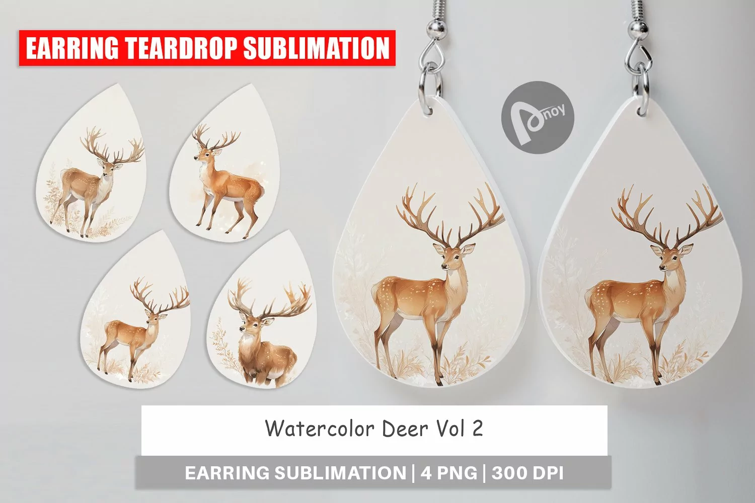 Earring Teardrop Watercolor Deer product image 1