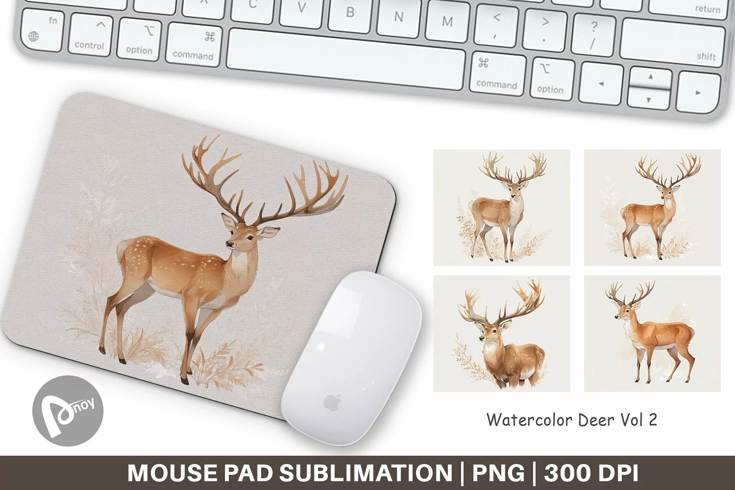 Mouse Pad Watercolor Deer product image 1