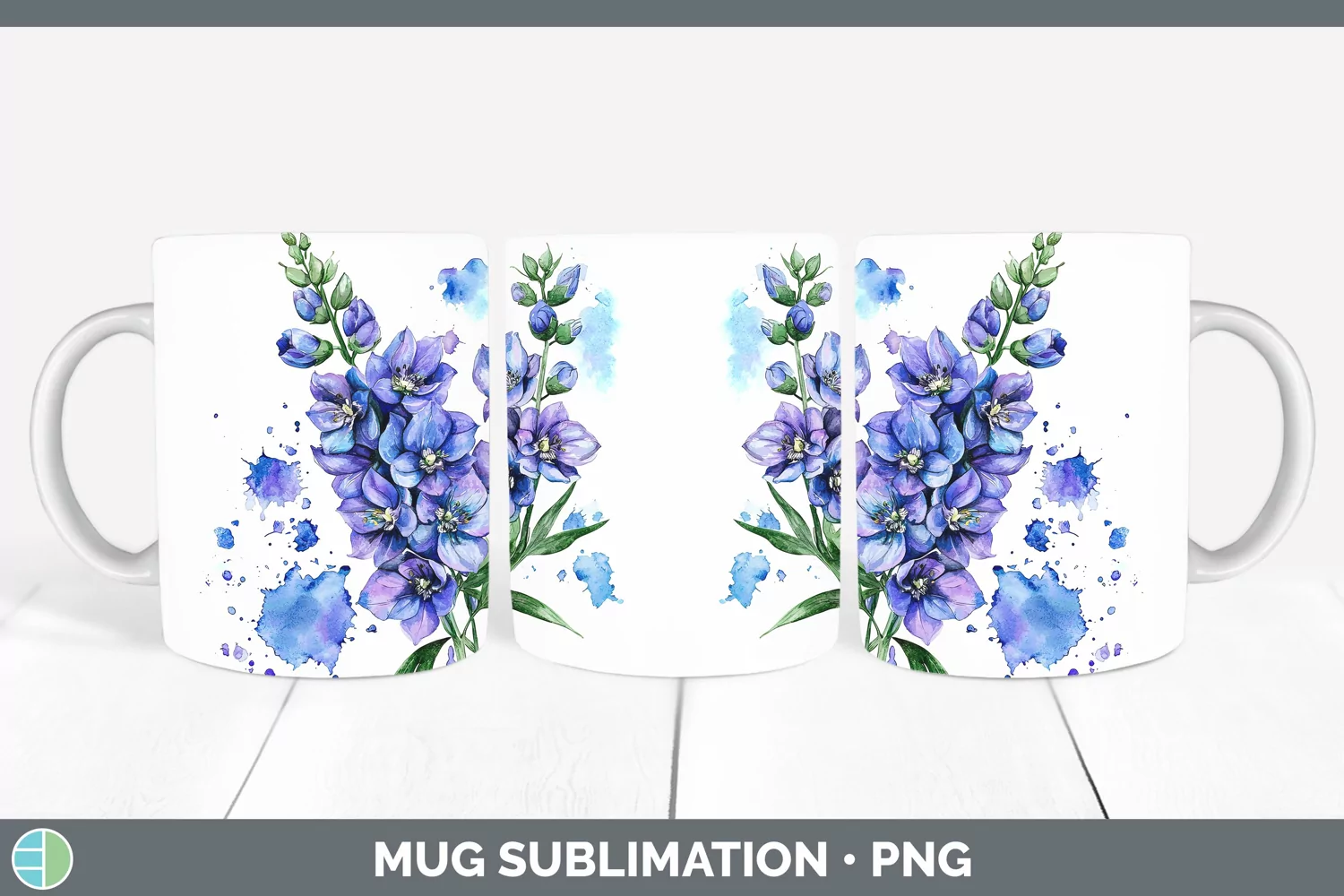 GorgeousWatercolor Mug Wrap design.