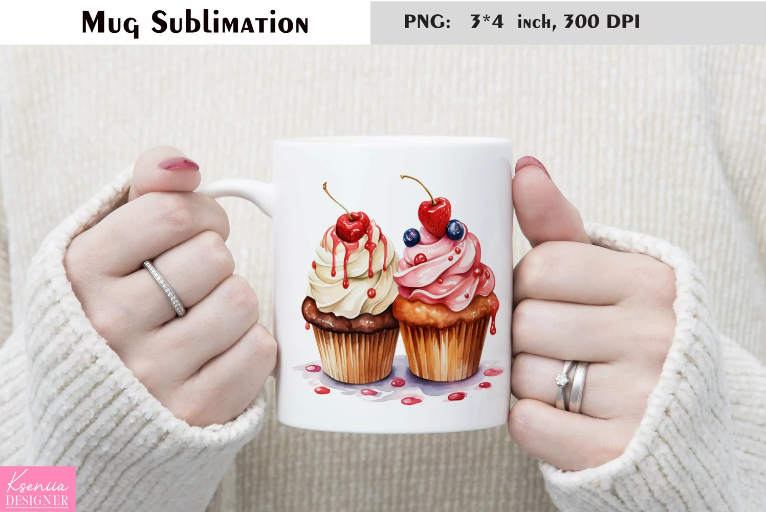 Watercolor Cake Mug Sublimation|Birthday Mug Design product image 1