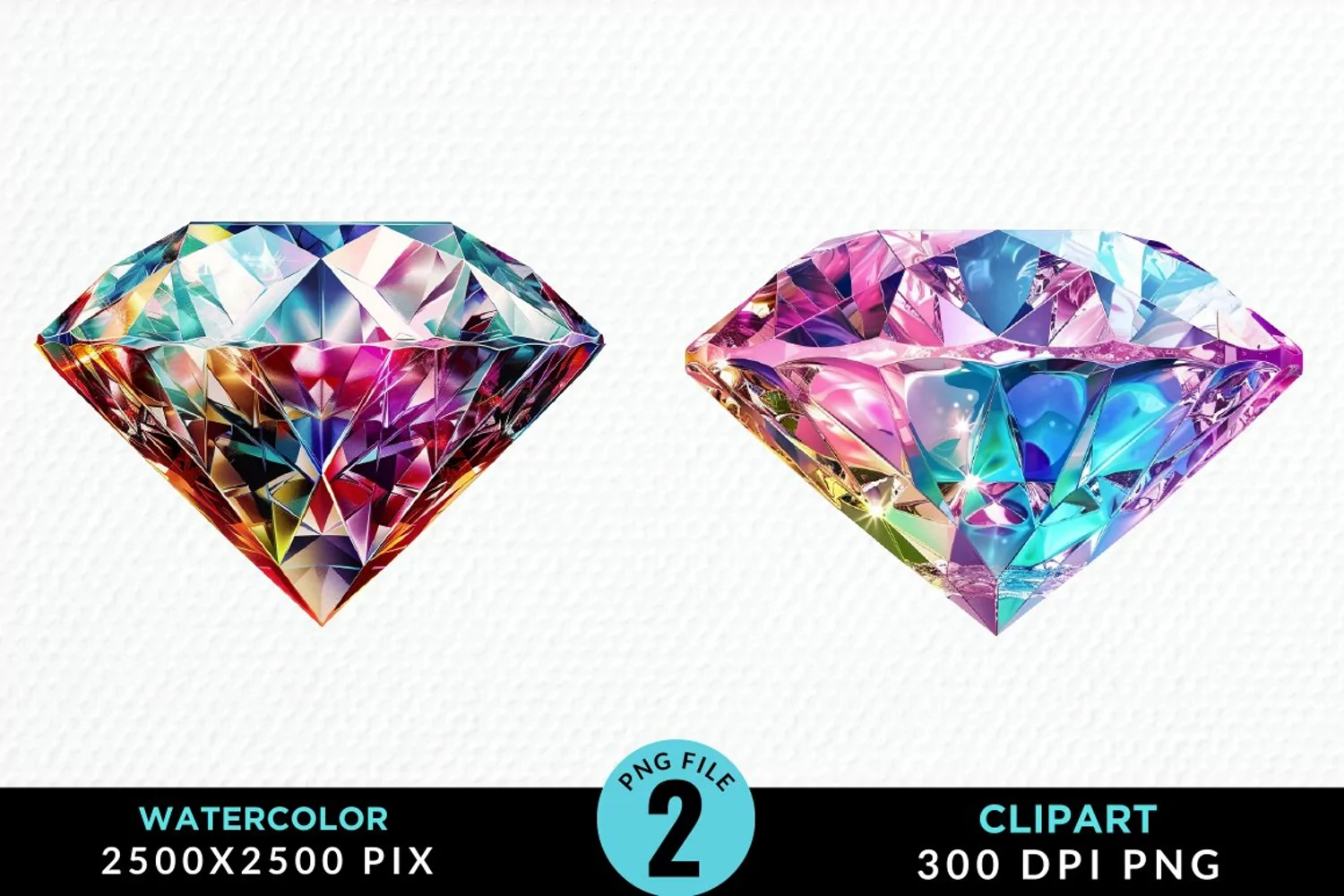 Watercolor Diamond Illustration PNG Clipart product image 1