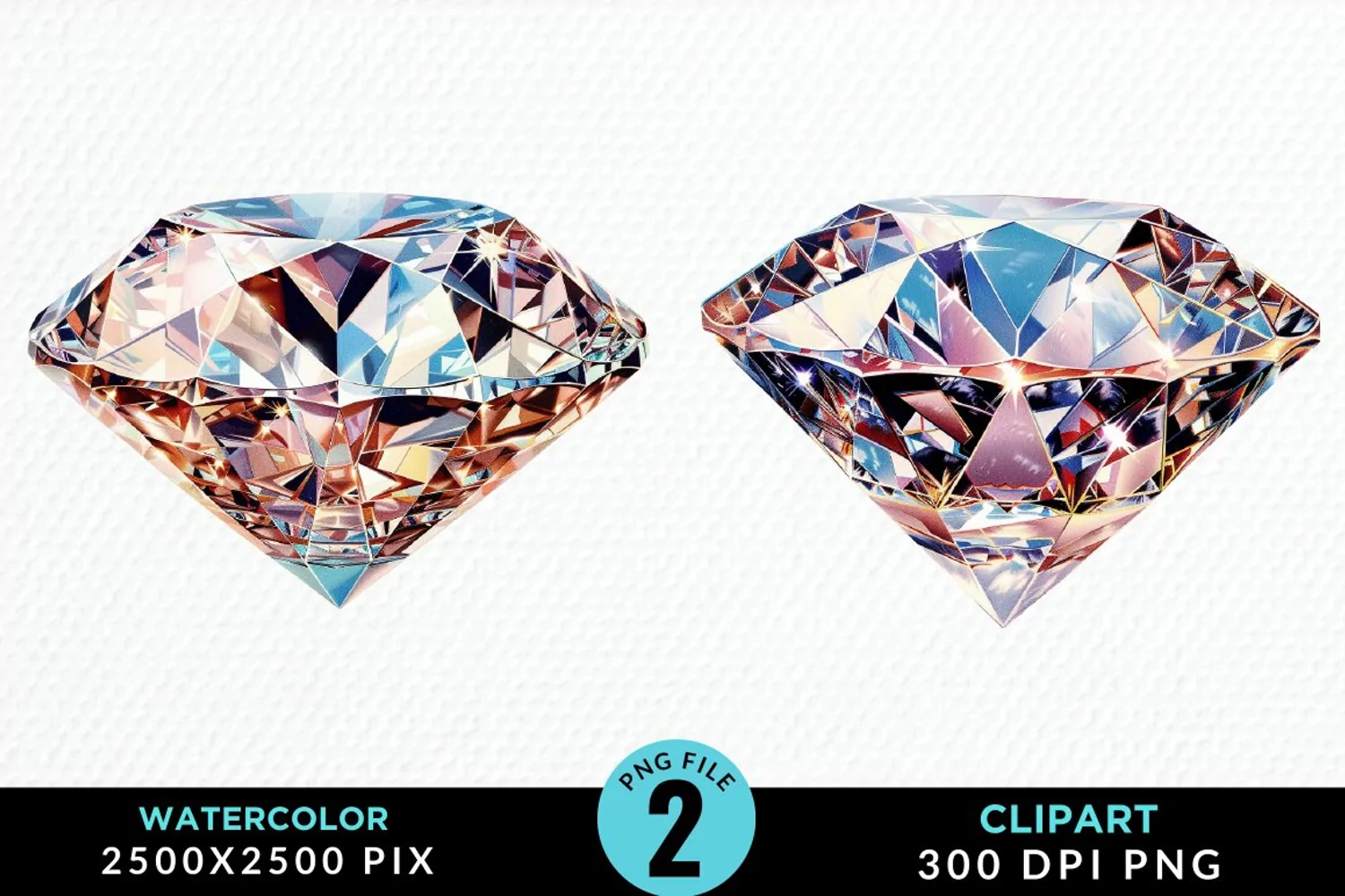 Watercolor Diamond Sublimation PNG Clipart product image 1