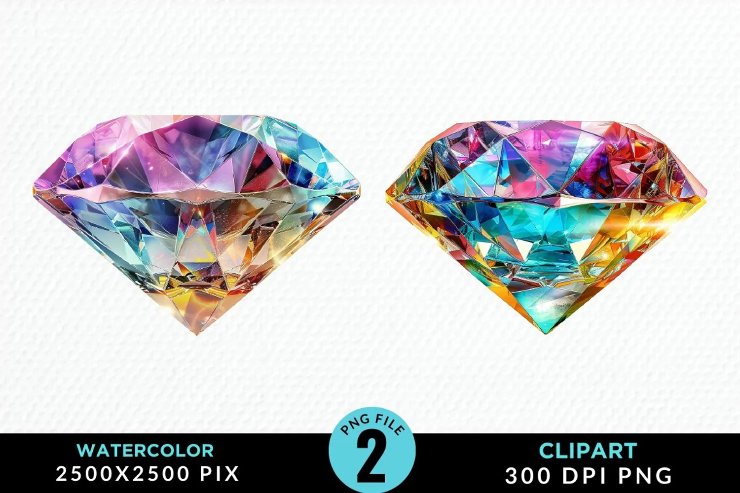 Watercolor Diamond Sublimation PNG Clipart product image 1