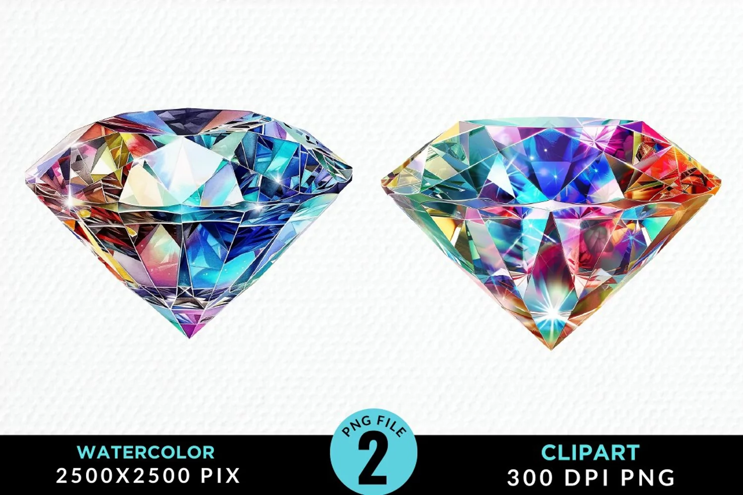 Watercolor Diamond Sublimation PNG Clipart product image 1