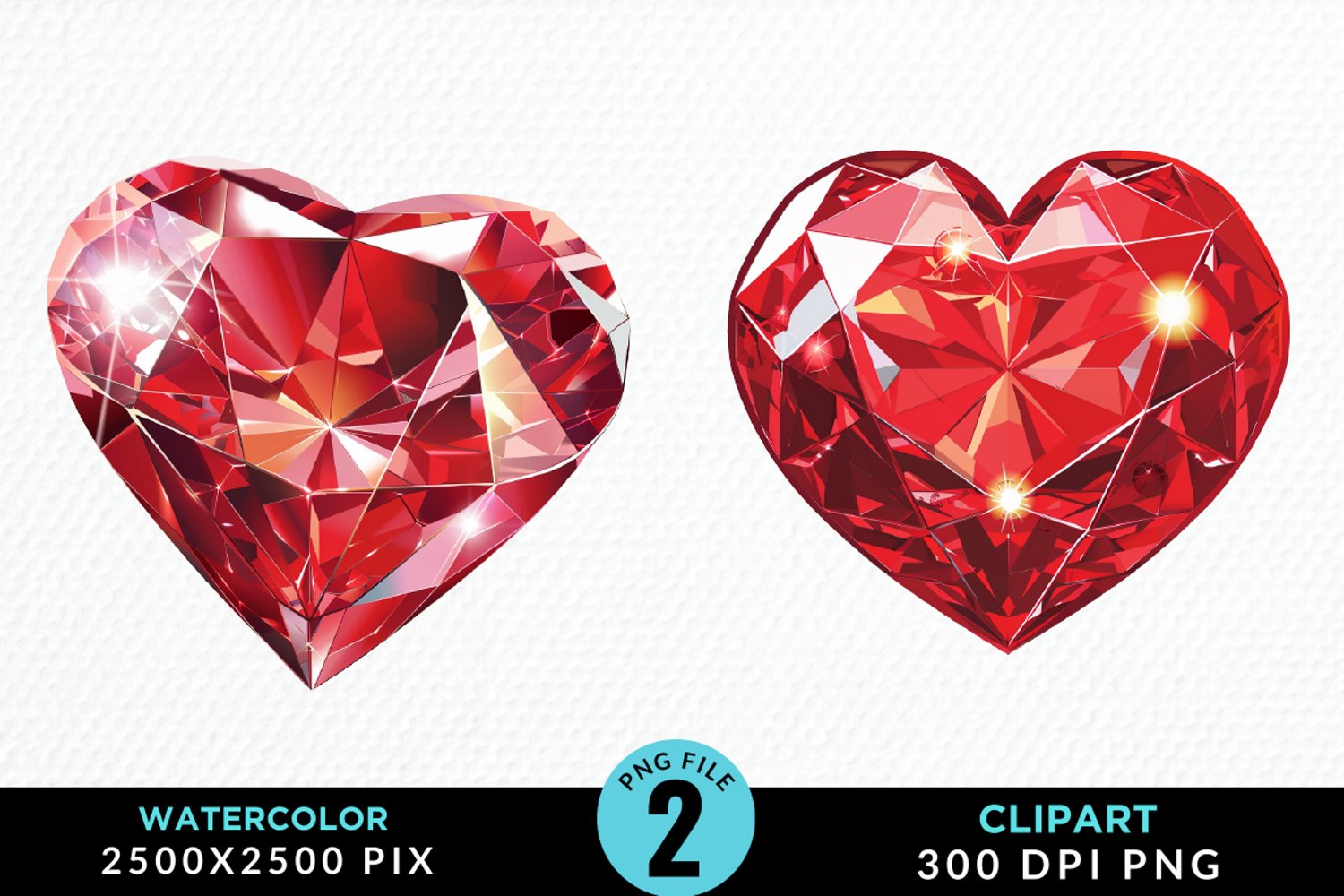 Watercolor Diamond Heart Collection Clipart product image 1