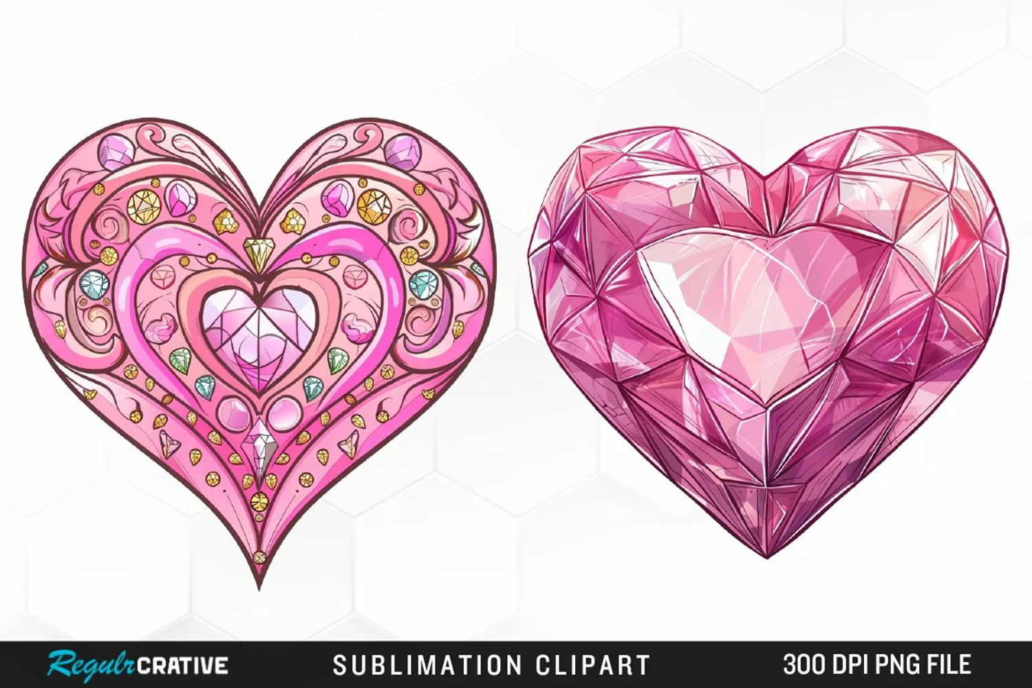 Watercolor Diamond Heart Graphic Clipart product image 1