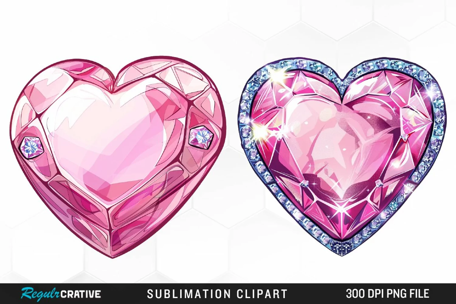 Watercolor Diamond Heart Image Clipart product image 1