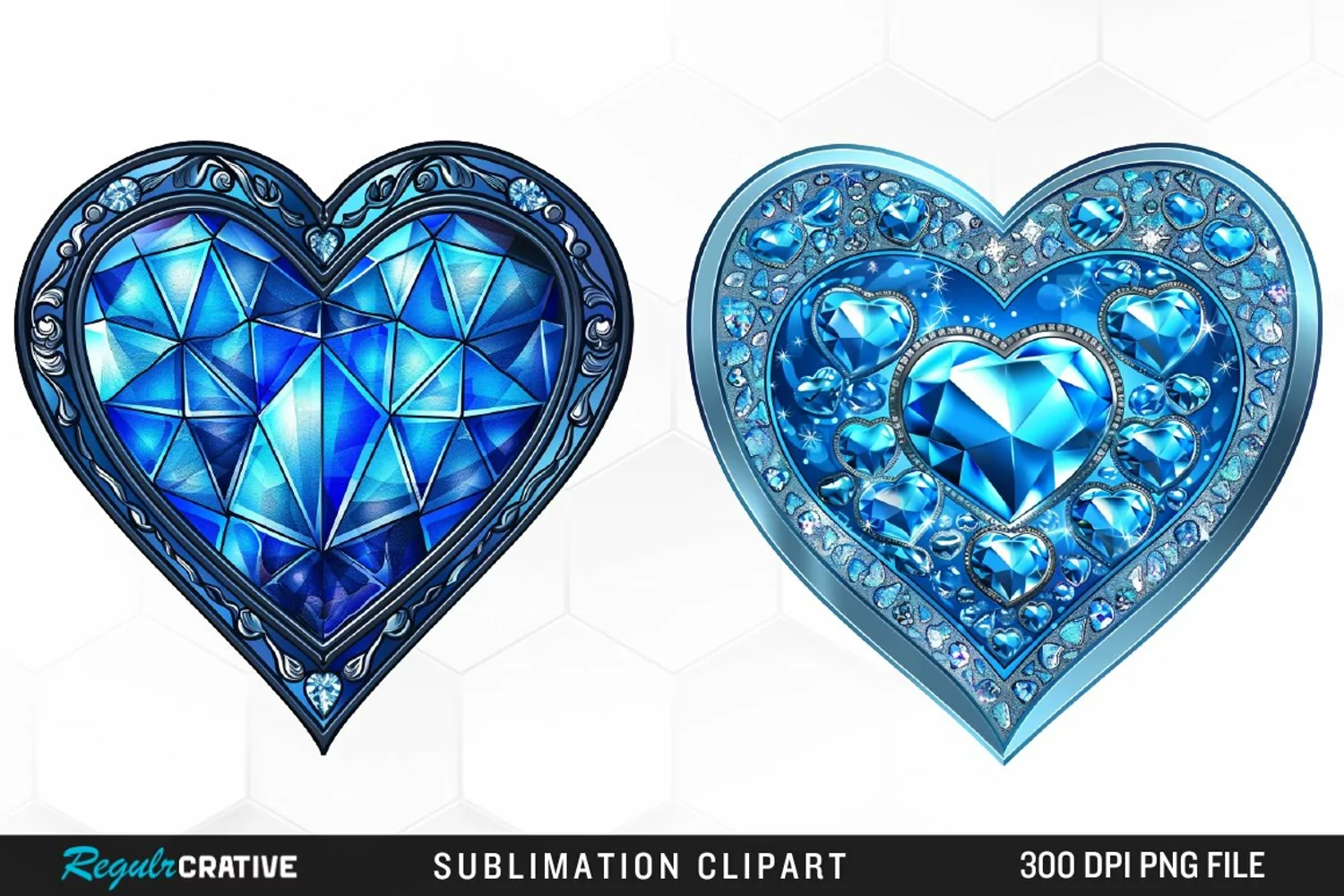 Watercolor Diamond Heart Graphic Clipart product image 1