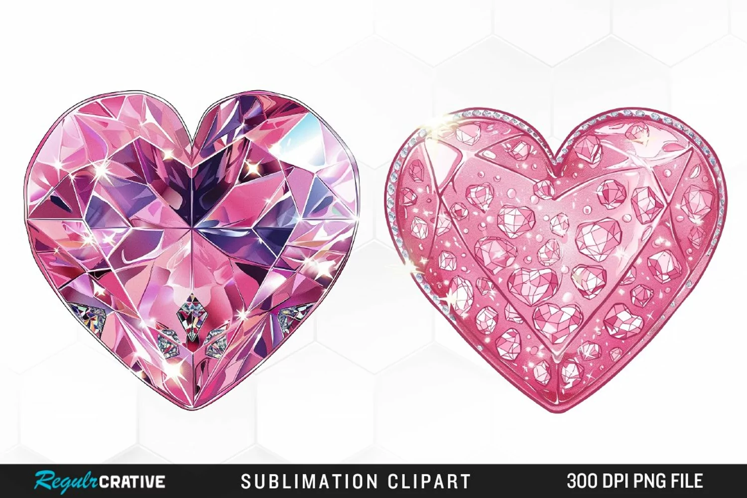 Watercolor Diamond Heart Graphic Clipart product image 1