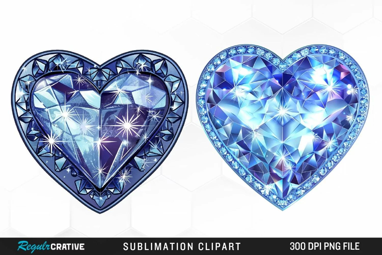 Watercolor Diamond Heart Image Clipart product image 1