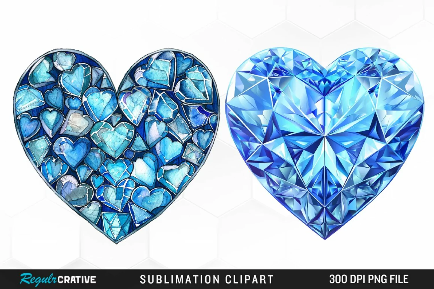 Watercolor Diamond Heart Graphic Clipart product image 1