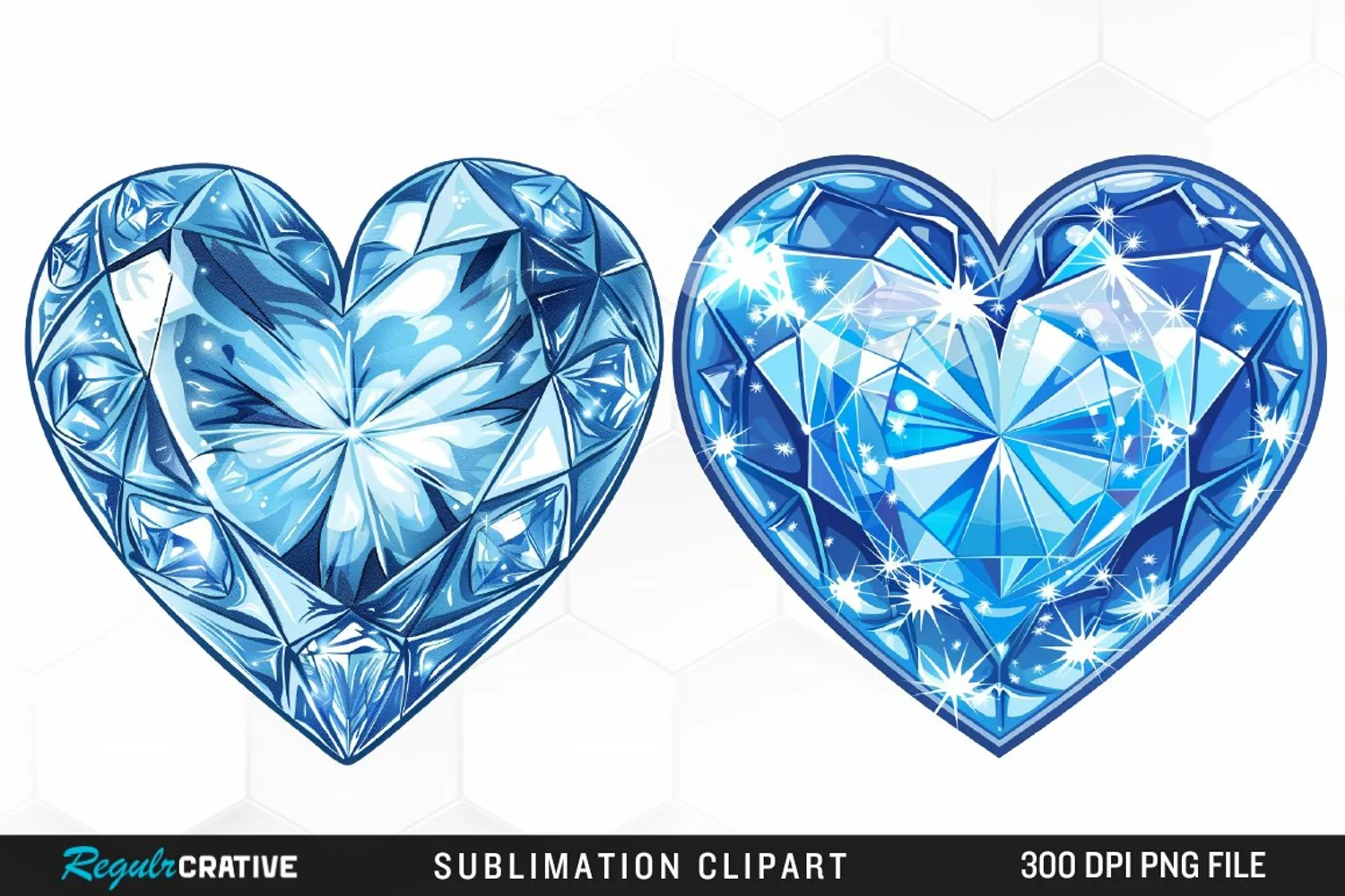 Watercolor Diamond Heart Image Clipart product image 1