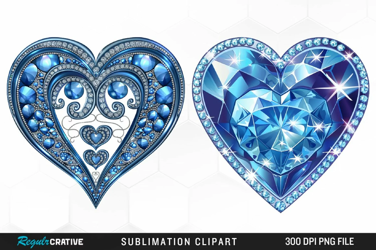 Watercolor Diamond Heart Image Clipart product image 1