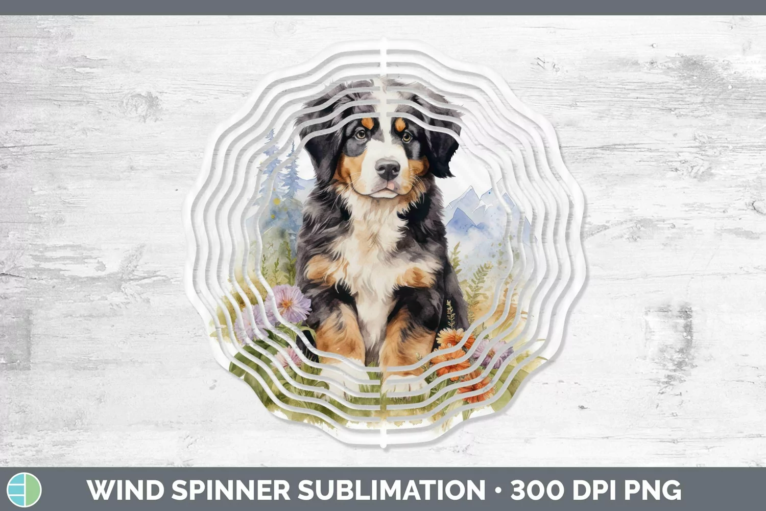 GorgeousWatercolor Dog Wind Spinner design.