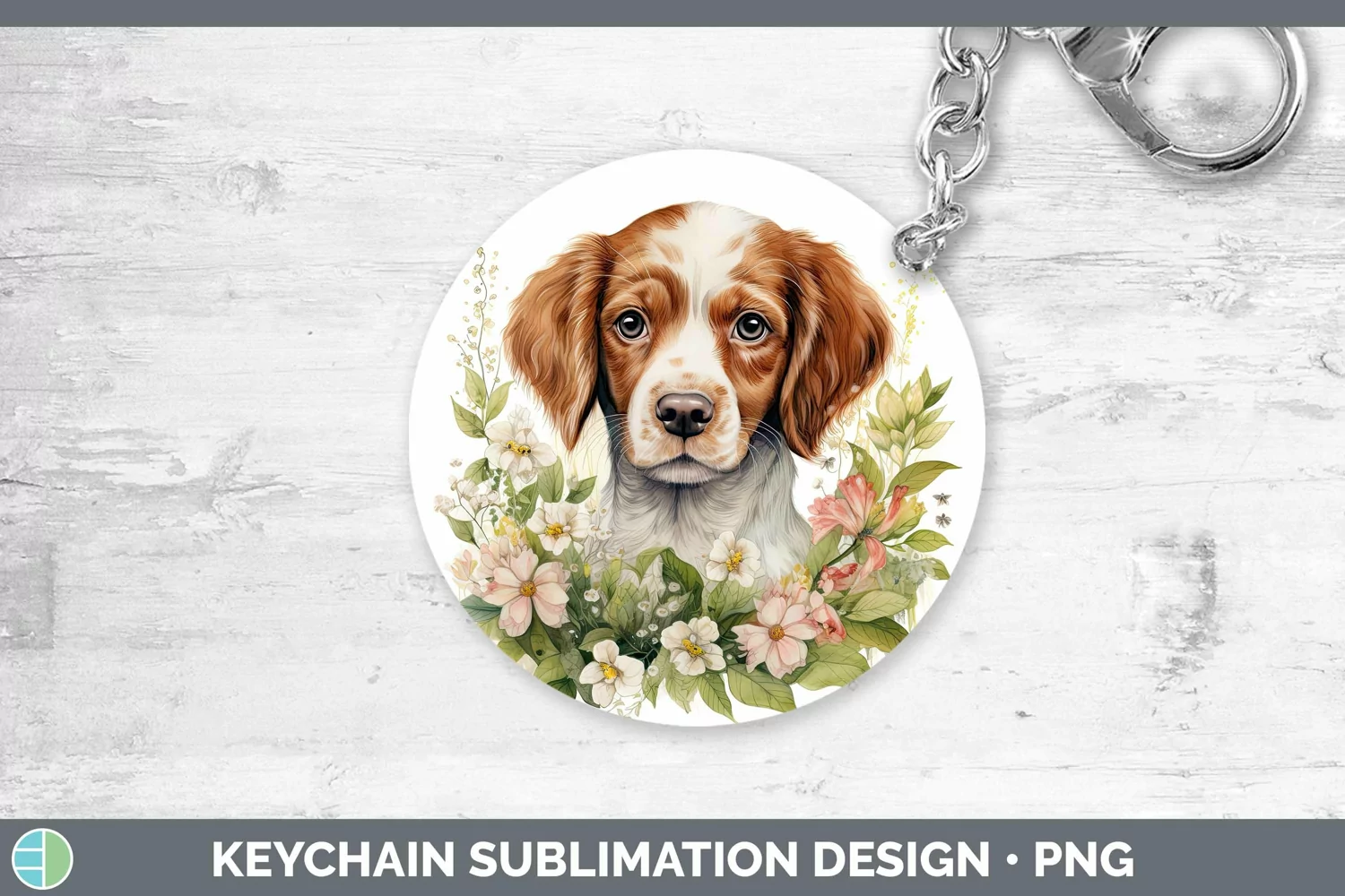 GorgeousWatercolor Dog Keychain design.