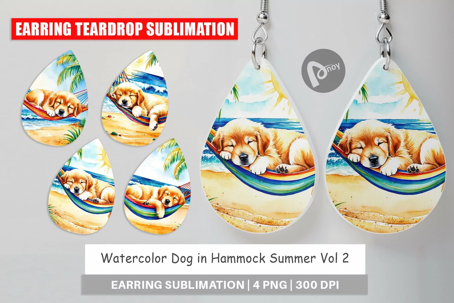 Earring Teardrop Dog in Summer Hammock product image 1