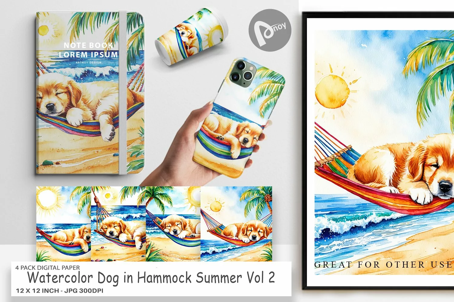 Digital Paper Dog in Summer Hammock product image 1