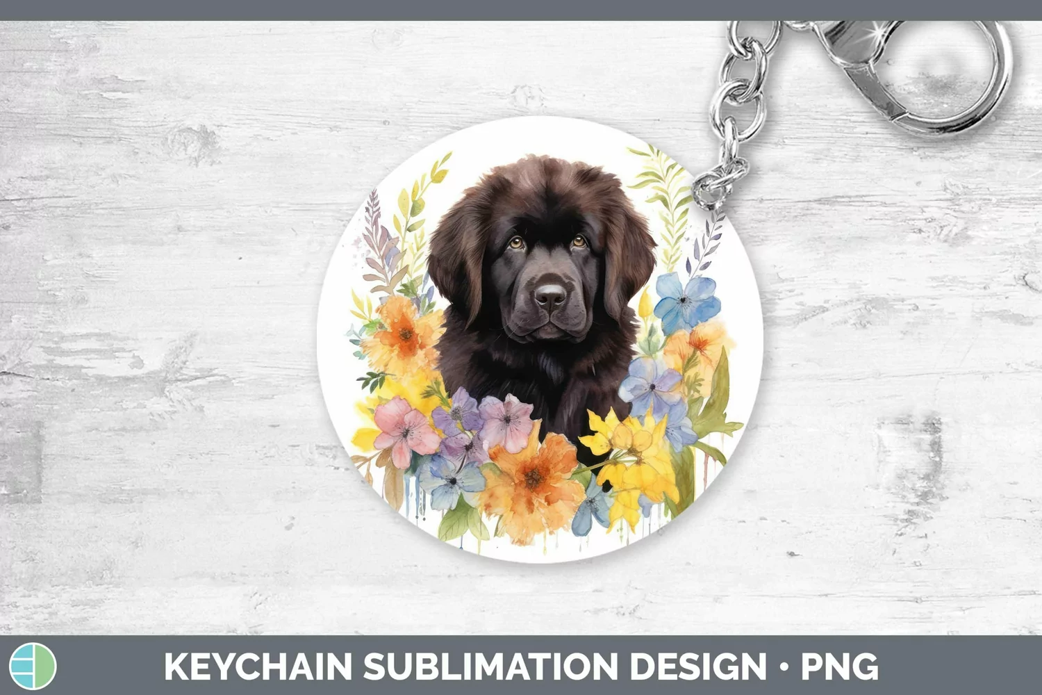 GorgeousWatercolor Dog Keychain design.