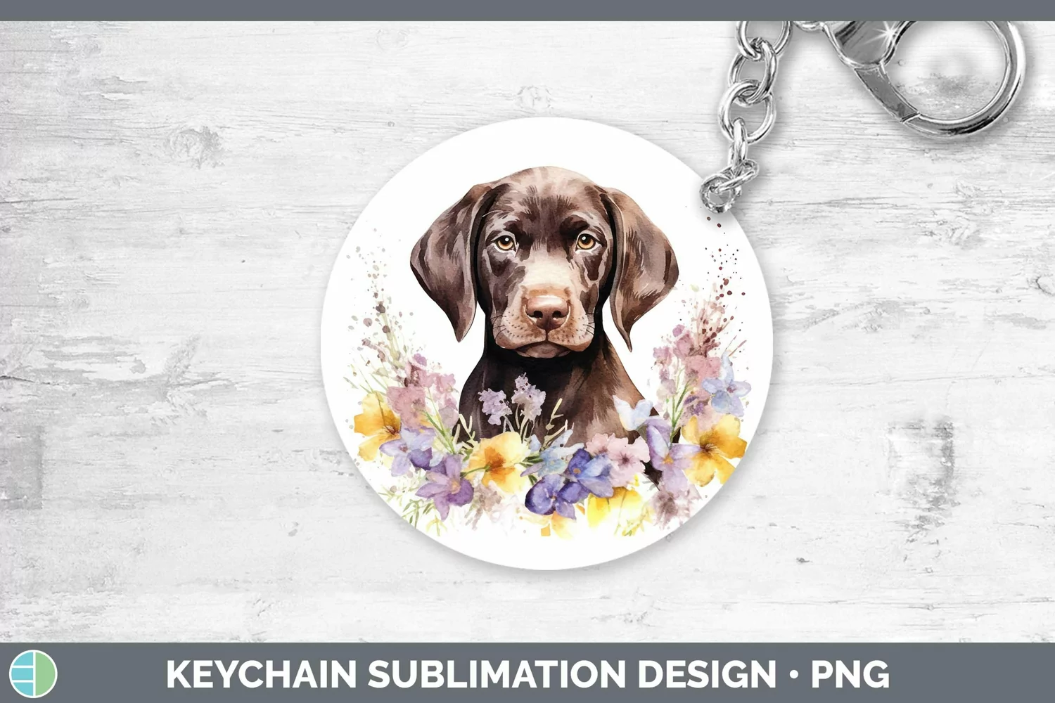 GorgeousWatercolor Dog Keychain design.