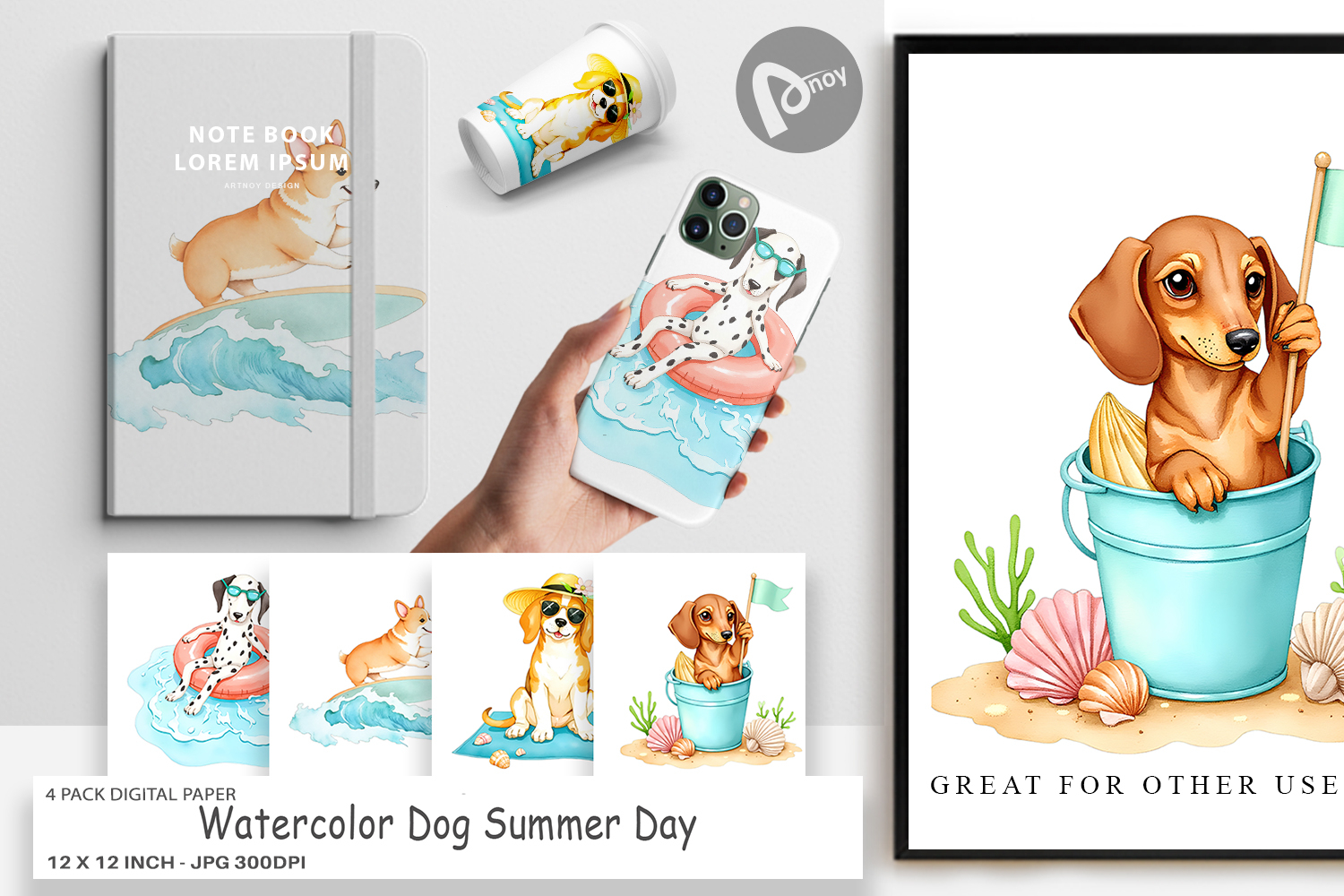 Digital Paper Summer Dog Watercolor product image 1