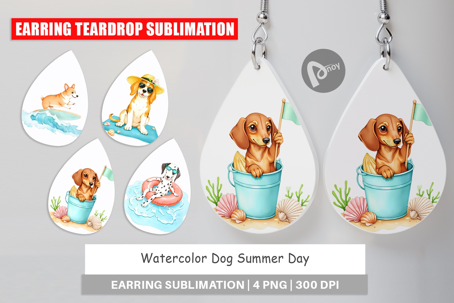 Earring Summer Dog Watercolor product image 1
