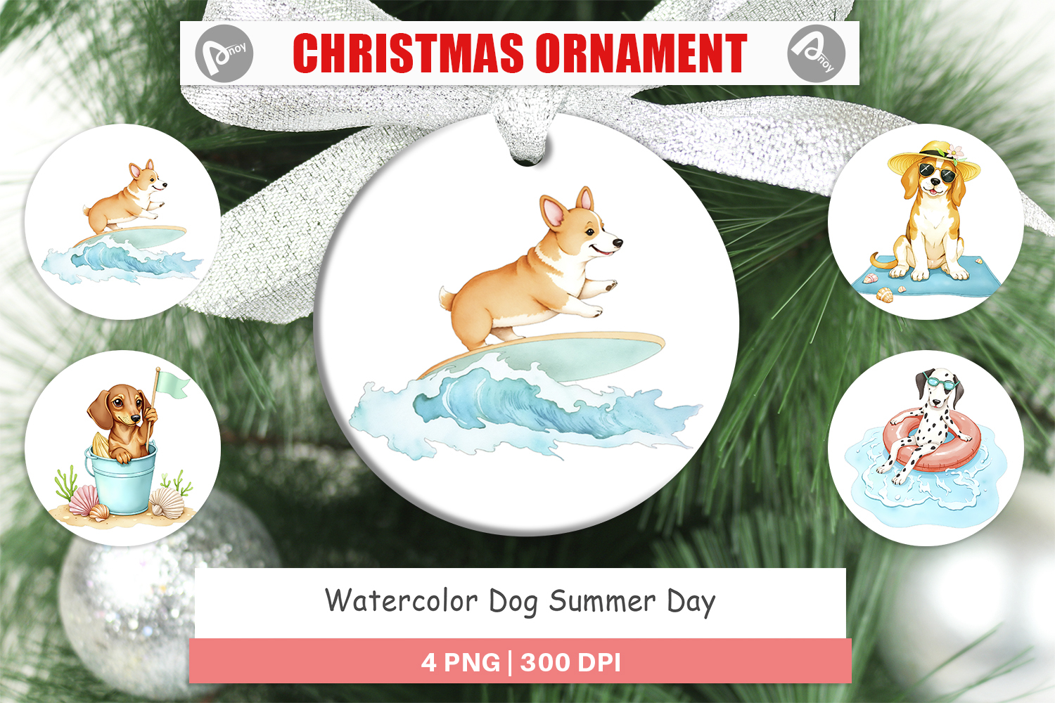 Ornament Summer Dog Watercolor product image 1