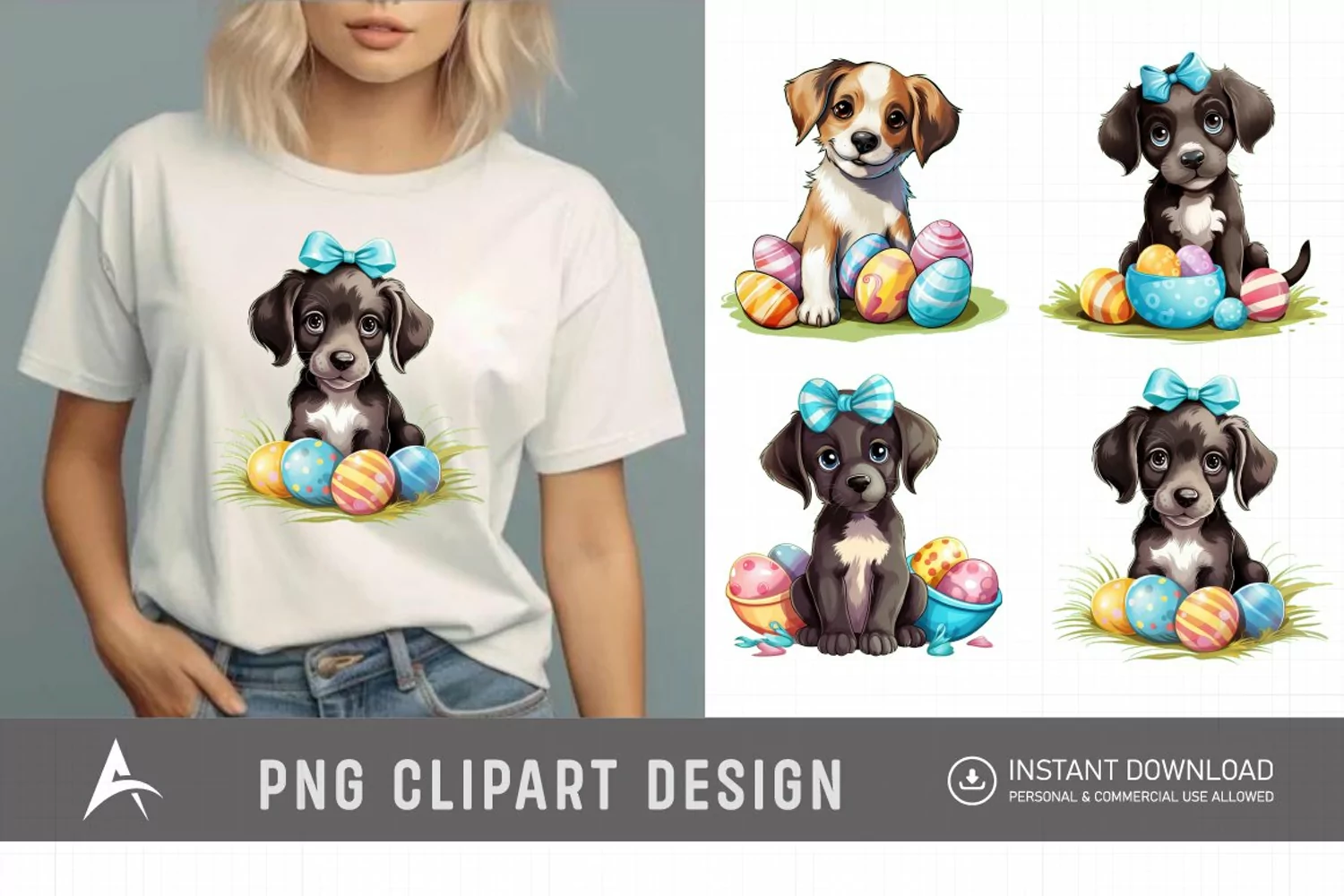 Watercolor Dogs Easter Clipart product image 1