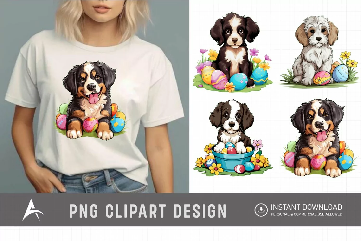 Watercolor Dogs Easter Clipart product image 1