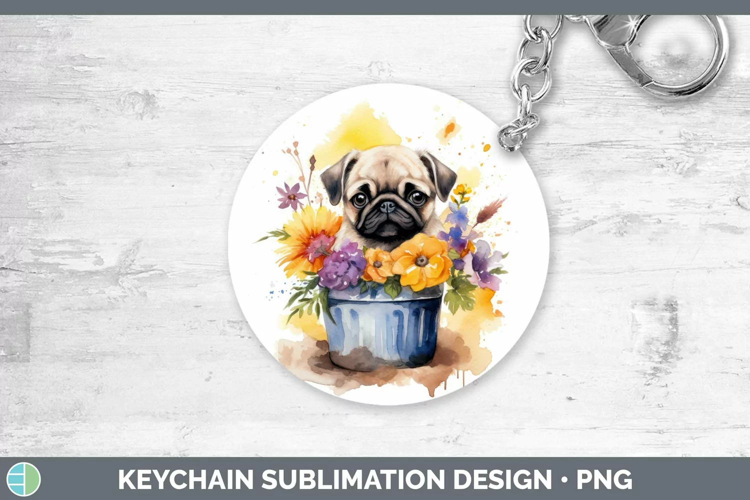 GorgeousWatercolor Dogs Keychain design.