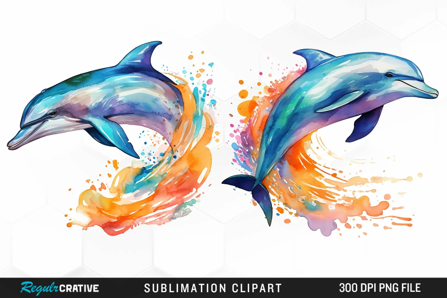 Watercolor Dolphin Illustration PNG Clipart product image 1