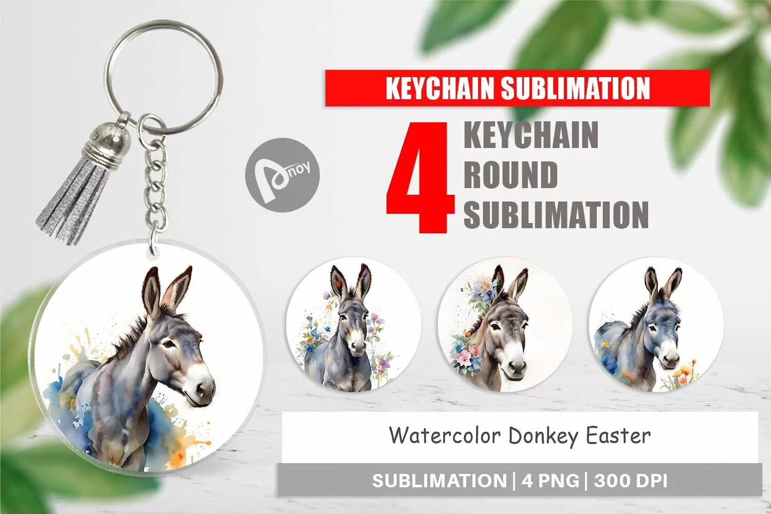 Keychain Watercolor Donkey Easter product image 1