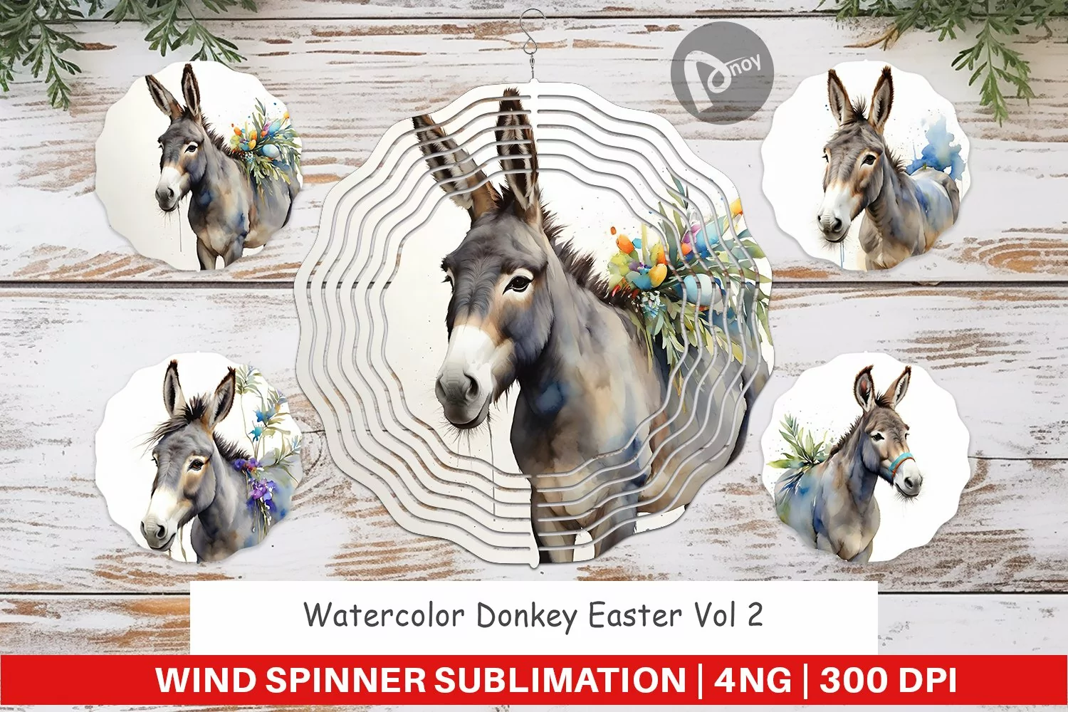 Wind Spinner Watercolor Donkey Easter product image 1