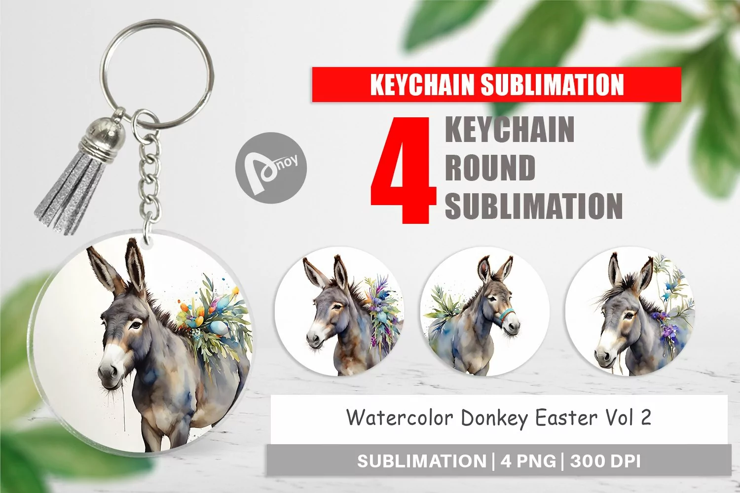 Keychain Watercolor Donkey Easter product image 1