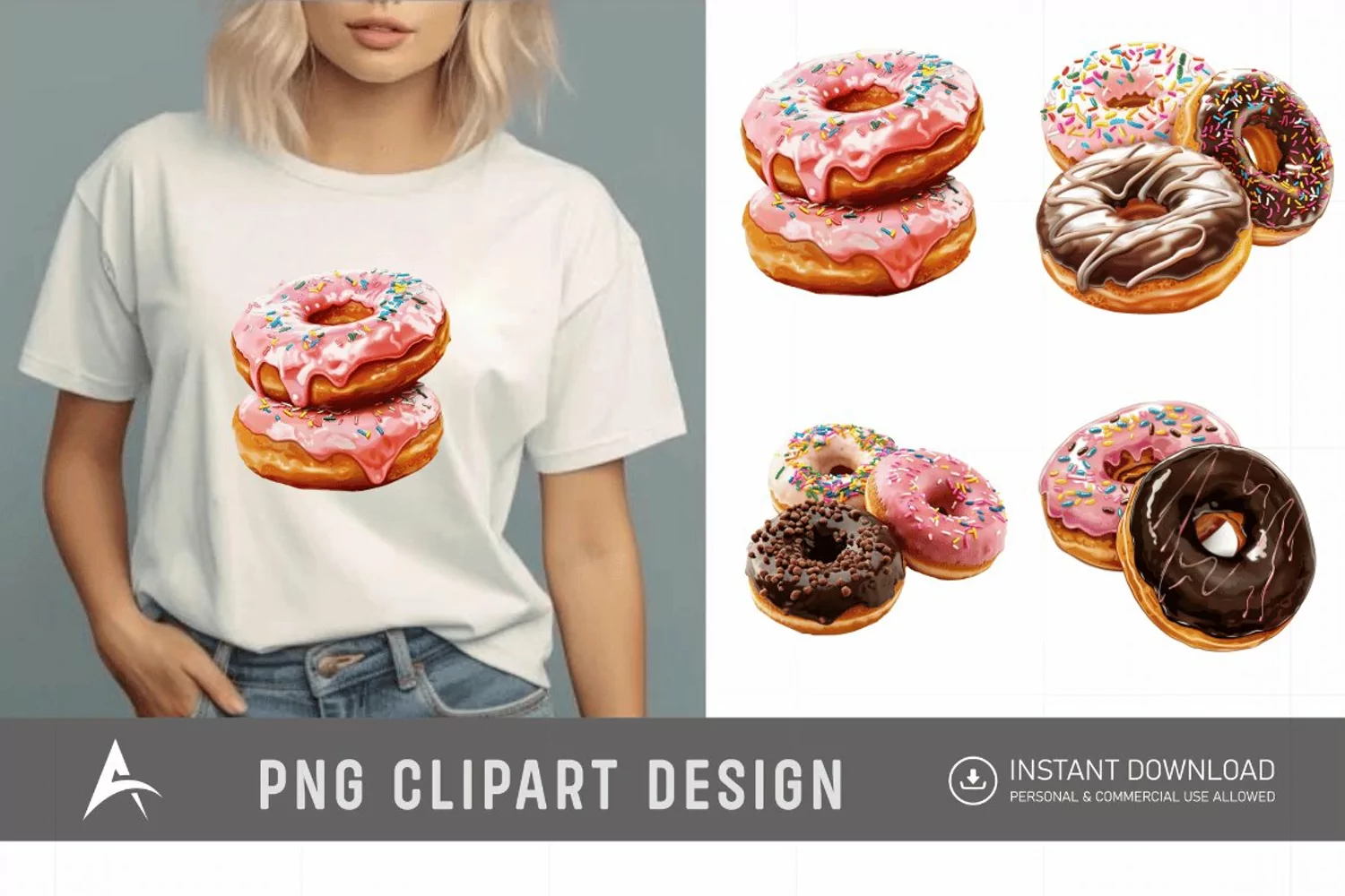 Watercolor Donuts Clipart product image 1