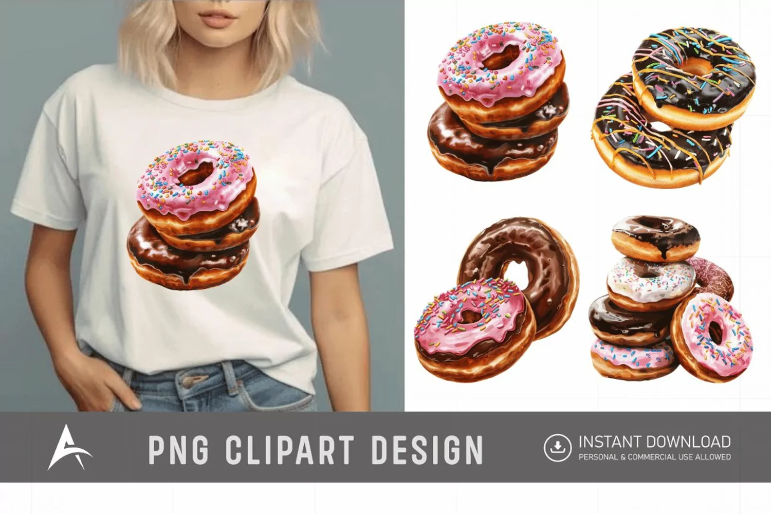 Watercolor Donuts Clipart product image 1